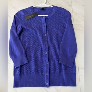 NWT Talbots Chevron knit button down purple cardigan size XS